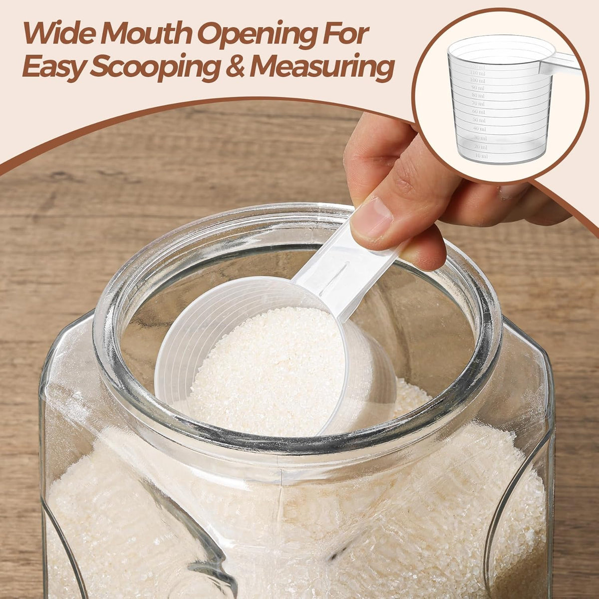 ComSaf 64 oz Glass Flour and Sugar Storage Containers Set of 2, Wide Mouth 1/2 Gallon Square Airtight Pantry Jars with Lids, Space-Saving Minimalist Kitchen Organization