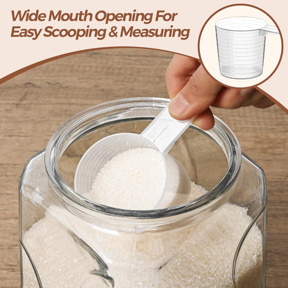 ComSaf 64 oz Glass Flour and Sugar Storage Containers Set of 2, Wide Mouth 1/2 Gallon Square Airtight Pantry Jars with Lids, Space-Saving Minimalist Kitchen Organization
