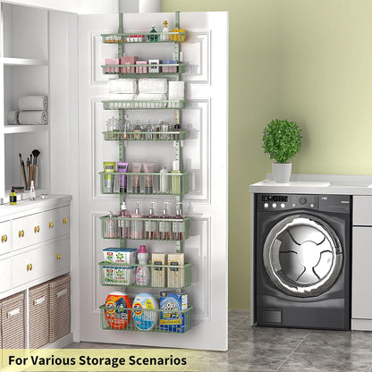 Moforoco White Over The Door Pantry Organizer, Pantry Organization and Storage, Metal Hanging Spice Rack Shelves Door, Seasoning Shelves, Laundry Room Organization, House and Kitchen Essentials