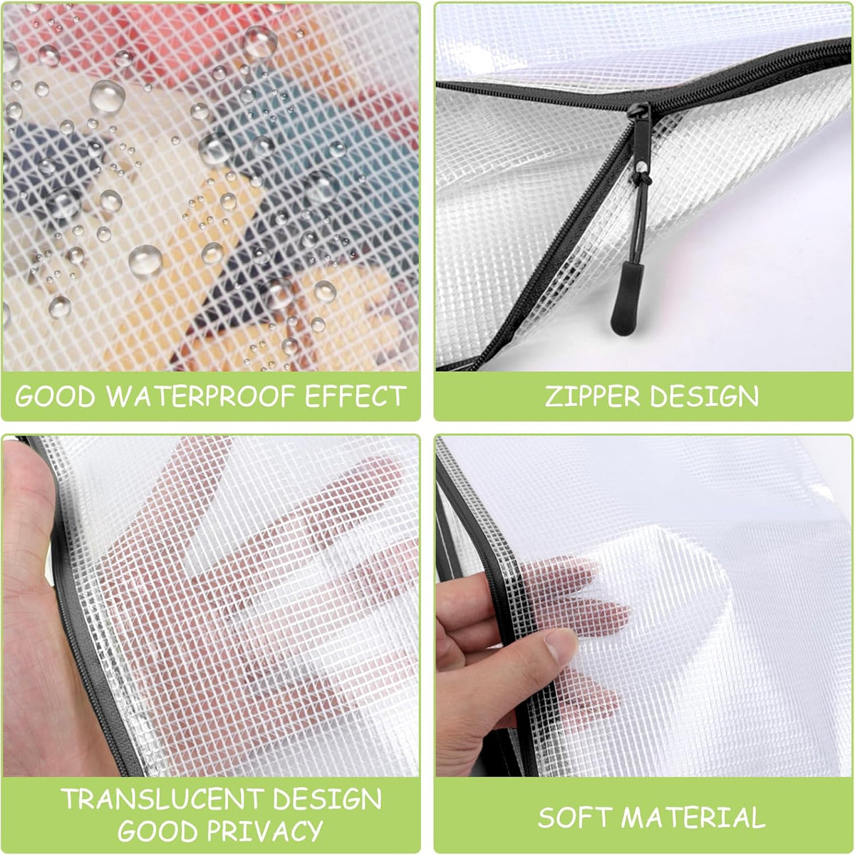 YOPCDJ 24pcs Mesh Zipper Pouch File Bags Puzzle Storage Bags, A3 17x12 Inches Large Reusable Zipper Pouches for Organizing Classroom Board Game Organization
