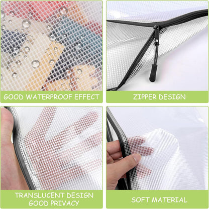 YOPCDJ 24pcs Mesh Zipper Pouch File Bags Puzzle Storage Bags, A3 17x12 Inches Large Reusable Zipper Pouches for Organizing Classroom Board Game Organization