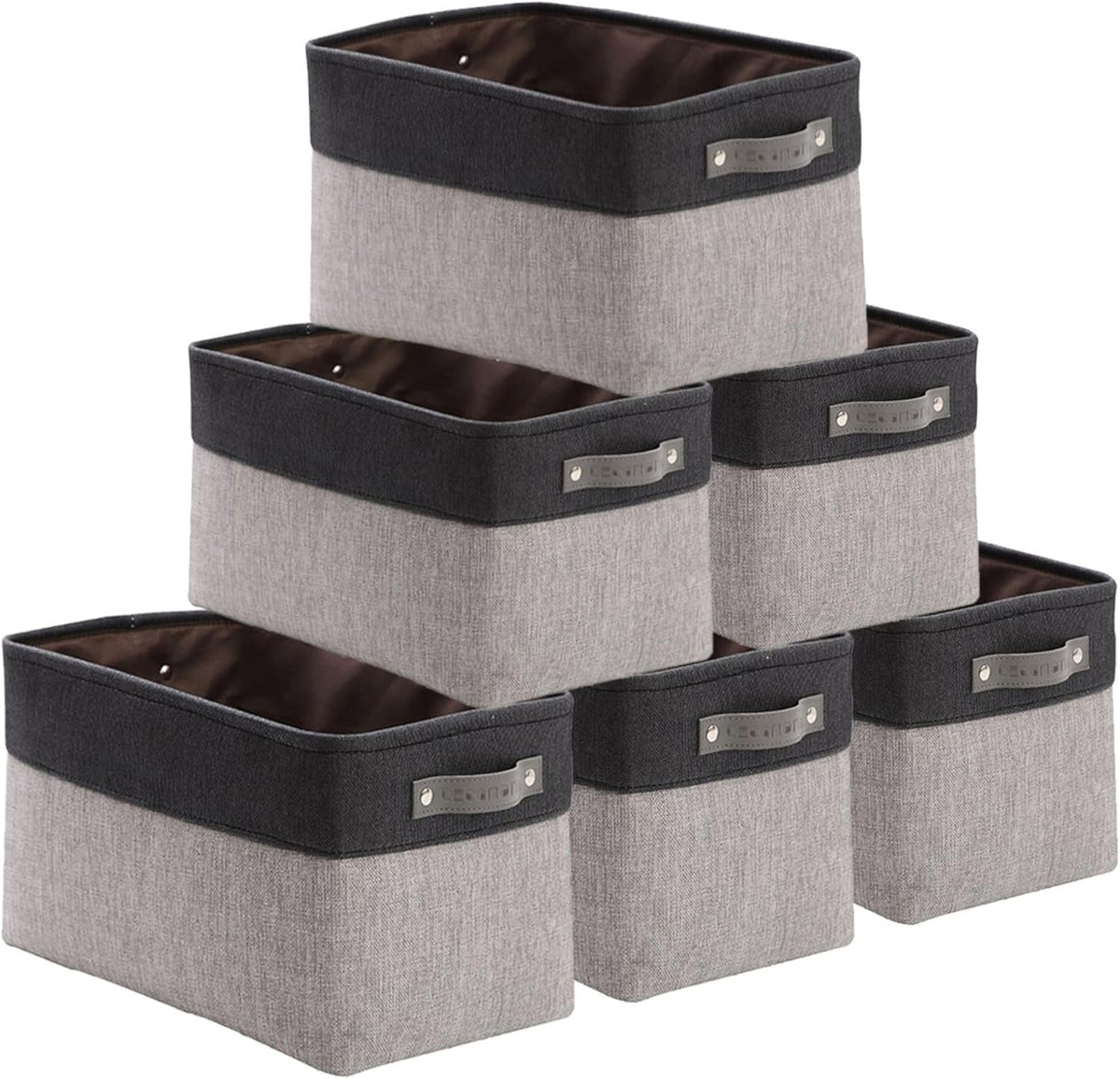 DECOMOMO Storage Bins, Large Fabric Storage Baskets for Shelves, Decorative Linen Closet Organizer, 15 x 11 x 9.5 inches (Beige & White, 3 Pack)