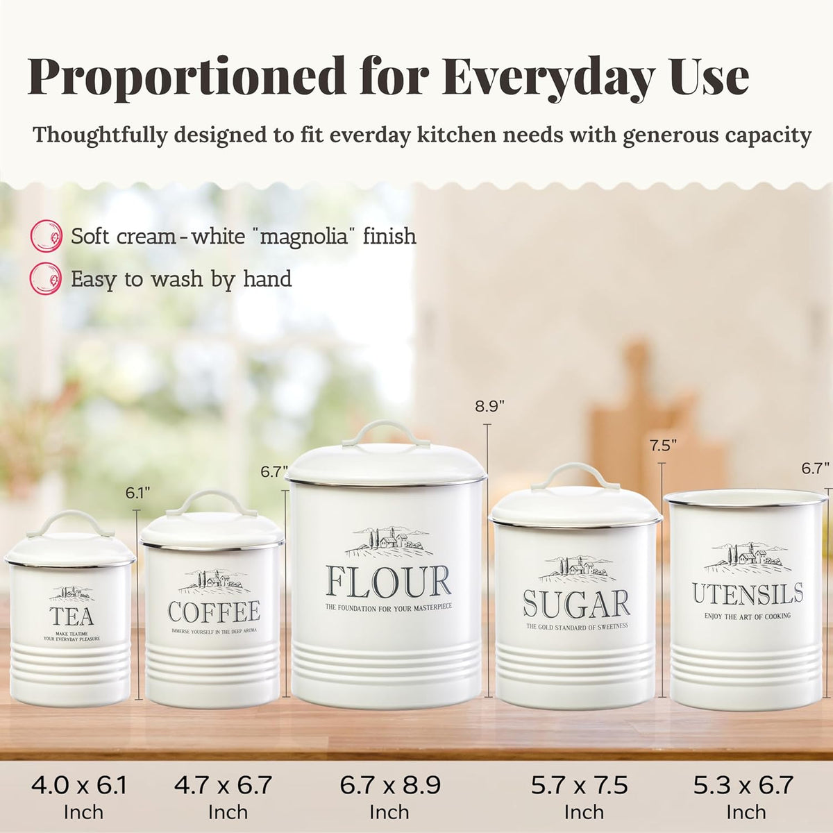 noonberry Potato and Onion Storage Bin Set – 3-Piece Ventilated Potato Storage Bin, Onion Storage Container and Garlic Container – Cream-White Magnolia Finish