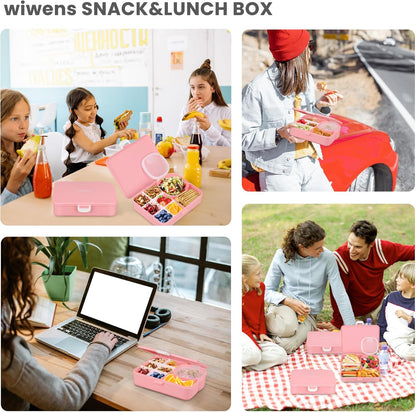 wiwens Snack Box Containers for Kids Adults 2PCS Reusable Snackle Boxes with Adjustable Dividers Airtight Snack Organizers with Compartents Toddler Bento Lunch Box LeakProof for Office,School,Outdoor