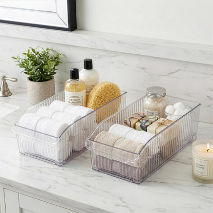 BINO | Plastic Storage Bins with Wheels, X-Large | THE ROLLER COLLECTION | Clear Storage Bins for Organization | Clear Containers for Pantry Fridge & Freezer Organizer Bin Cabinet & Pantry Organizers