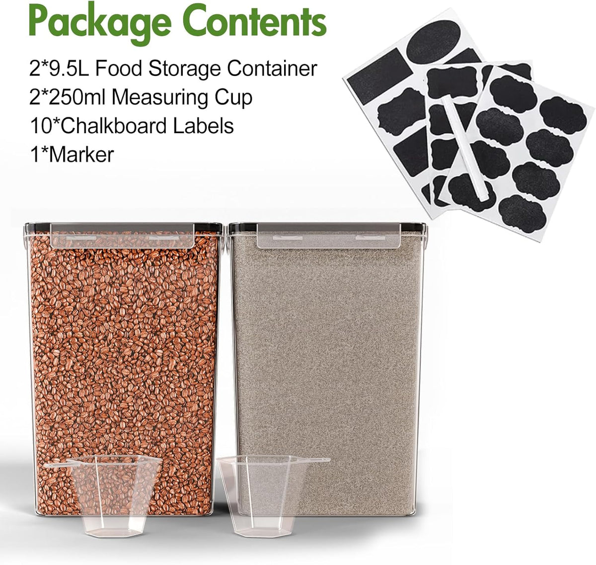 ALSO GO 2 PC (9.5L | 321 Oz) Extra Large Airtight Food Storage Containers with Lids,Kitchen and Pantry Organization Plastic Containers for Flour,Rice,Cereal,Pasta,Sugar,dog food (Leakproof, BPA-Free)