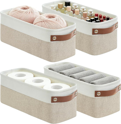 Bagnizer Large Fabric Storage Baskets | 50L Storage Bins, Decorative Linen Closet Baskets with Handles for Organizing, Shelf, Toys, Clothes, Home, Office, Nursery, 17x12x15Inches (Grey&White)