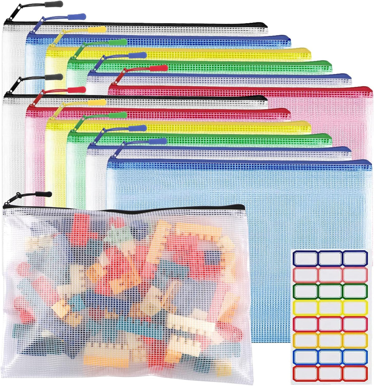 YOPCDJ Mesh Zipper Pouch Bags A4 Zipper Bags for Classroom Organization, Waterproof Document Zipper Pouches for Cosmetics, Travel Storage File Bags for Office Supplie