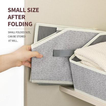 Homsorout Closet Organizers Bins 6 Packs - Large Closet Shelf Organizer with Handles, Fabric Trapezoid Storage Bins, Collapsible Storage Cubes for Clothes, Towels, Light Gray