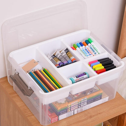 Citylife 17 QT Plastic Storage Box with Removable Tray Craft Organizers and Storage Clear Storage Container for Organizing Bead, Tool, Sewing, Playdoh