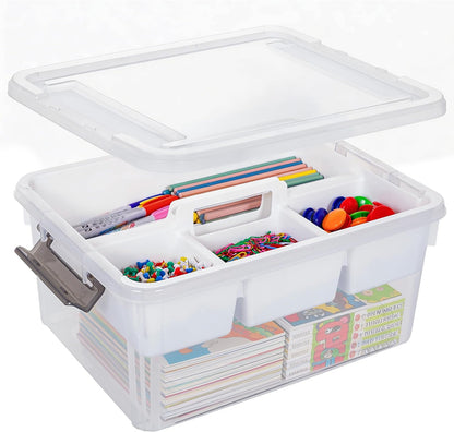 Citylife 17 QT Plastic Storage Box with Removable Tray Craft Organizers and Storage Clear Storage Container for Organizing Bead, Tool, Sewing, Playdoh