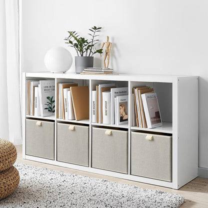 Storage Baskets, 11-Inch Woven Fabric Bins, Storage Cubes with Reinforced Handles, Organizer Bins for Closet Shelves, Foldable, for Toys, Clothes, Natural Beige (3PCS/Beige-11*11*7.8inch)