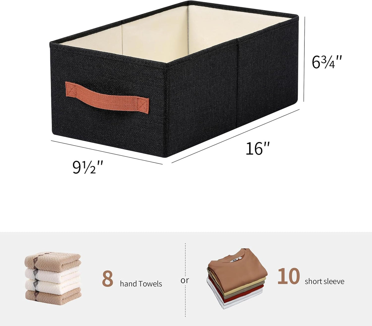 Linen Folding Storage Bins, 3 Pack Large Storage Baskets, Washable, Clothing Storage Bins with Handle, Closet Organizer for Storage Sweater,Sheets(Beige, 18½"x11 x8½)