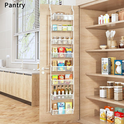 Over the Door Pantry Organizer, 6-Tier Pantry Door Organization and Storage, Over the Door Spice Rack, Home & Kitchen Storage Shelves for Cabinet, Black