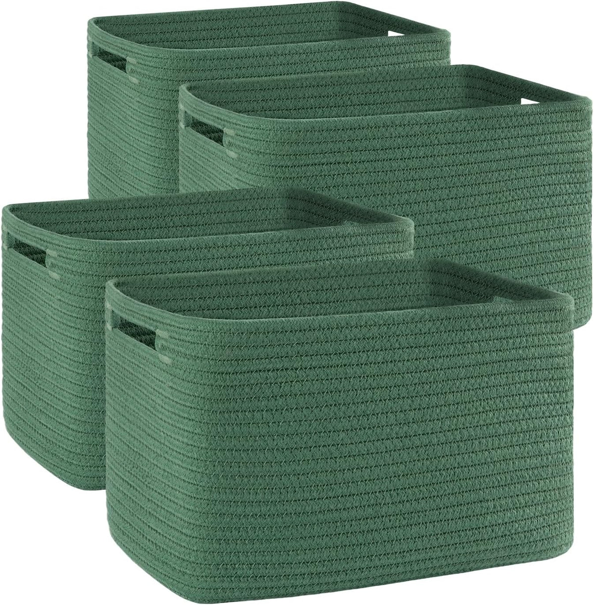 4 Pack Storage Baskets for Organizing, Woven Baskets for Shelves - Perfect for Toys, Books, Towels, and Clothes, Durable Gift Basket Bins Toy Storage, 12.7''Lx9''Wx7.8''H, Brown & White