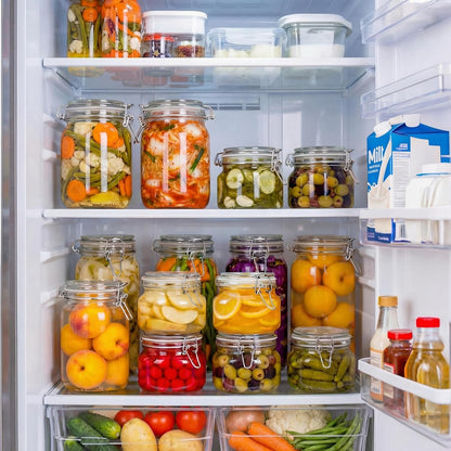 78oz - 3 Pack Square Glass Jars with Airtight Lid, Wide Mouth Mason Jars with Clamp Lids, Air Tight Glass Canisters, Best Food Storage Containers for Flour, Sugar, Cereal, Pasta, Rice, Coffee, Spice