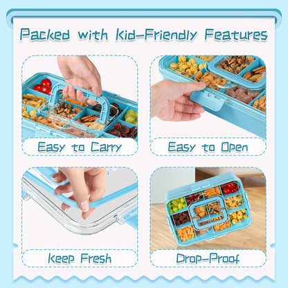 Xyptorix Snack Box Container for Kids - Adjustable 12-Compartment Snack Containers, Reusable Bento Box, Dishwasher Safe, BPA-Free, Perfect for School, Travel, Camping & Picnic, Ivory White