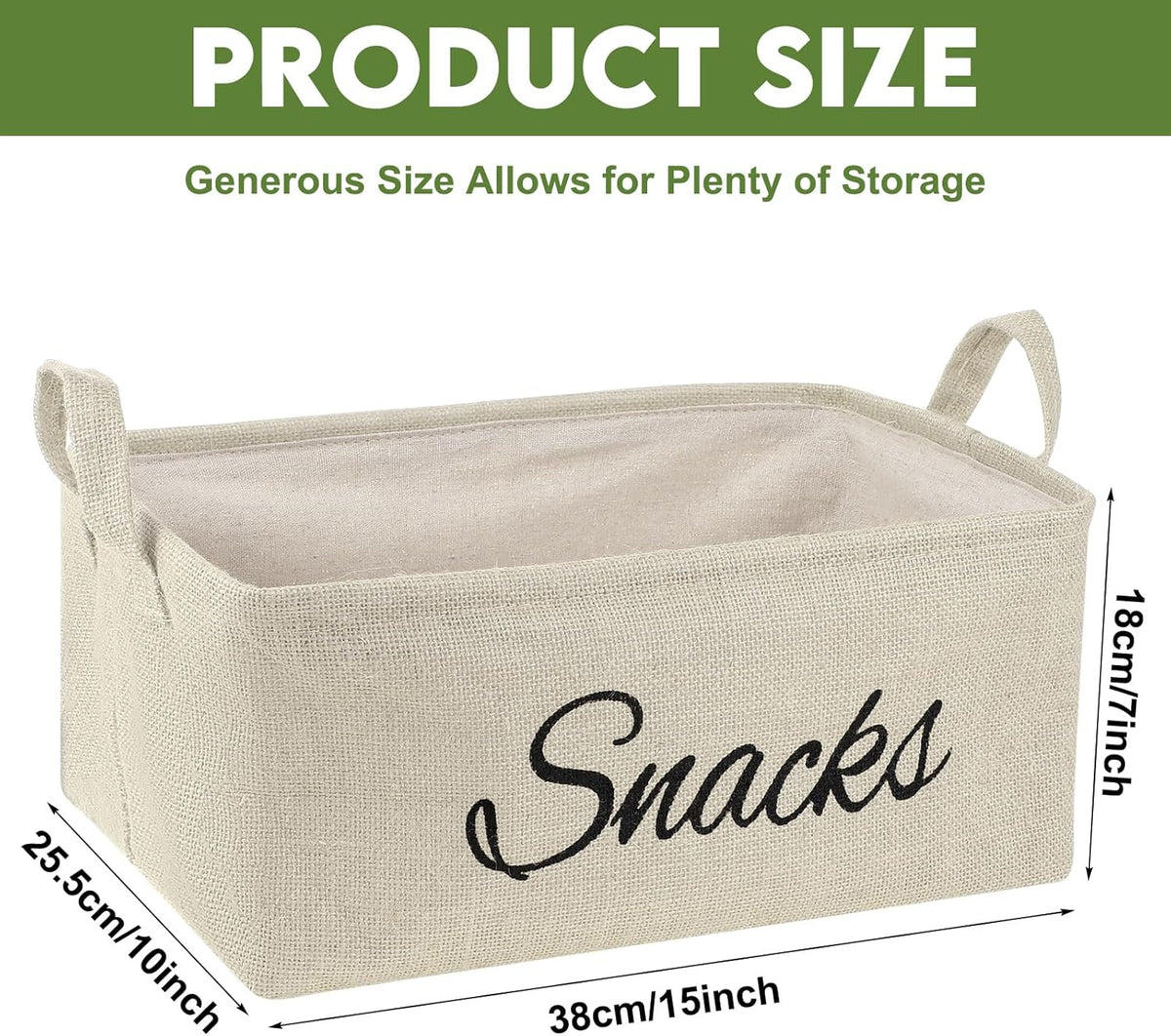 Newtay 17 Pcs Snack Basket Sets, Snack Storage Bin for Pantry Shelves with 16 Pcs 2 Inch Chip Clips, Basket Organizer for Kitchen Home, Chips, Popcorn, Candy, Pretzels(Burlap,Khaki)