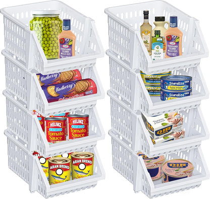 TidyFriend Small Stackable Storage Bins for Toy Organizer and Storage, Toy Storage Organizer for Kids Room and Home Organization (White)