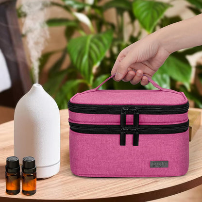 LUXJA Essential Oil Carrying Case - Holds 30 Bottles (5ml-30ml, Also Fits for Roller Bottles), Double-Layer Organizer for Essential Oil and Accessories, Black (Bag Only)