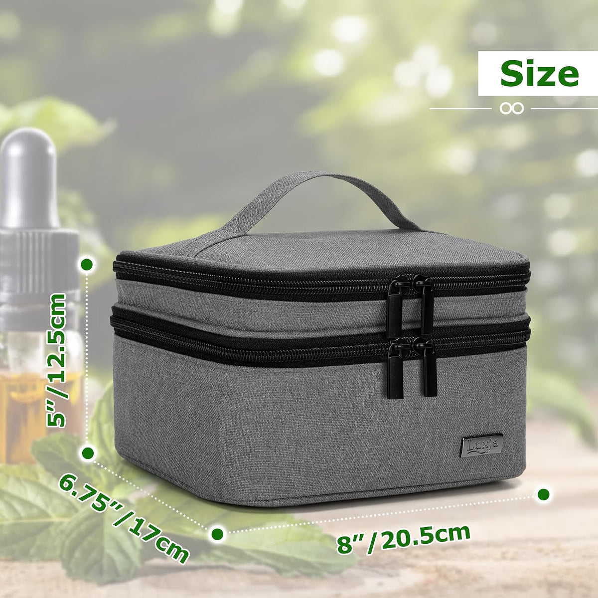 LUXJA Essential Oil Carrying Case - Holds 30 Bottles (5ml-30ml, Also Fits for Roller Bottles), Double-Layer Organizer for Essential Oil and Accessories, Black (Bag Only)