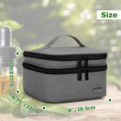 LUXJA Essential Oil Carrying Case - Holds 30 Bottles (5ml-30ml, Also Fits for Roller Bottles), Double-Layer Organizer for Essential Oil and Accessories, Black (Bag Only)