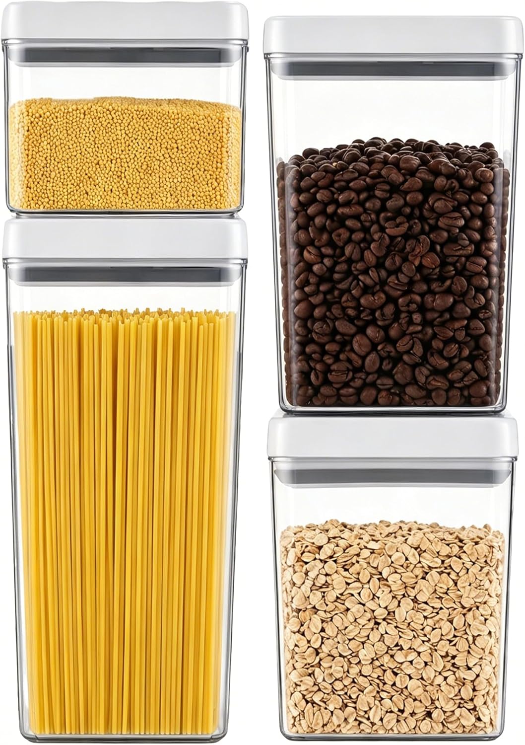 UFORU Food Storage Containers with Twist-lock Lids,2.6Qt 2Pcs Airtight Food Storage Containers, BPA-Free Stackable Kitchen Pantry Organizers and Storage, Rotary Opening Flour and Sugar Container Sets