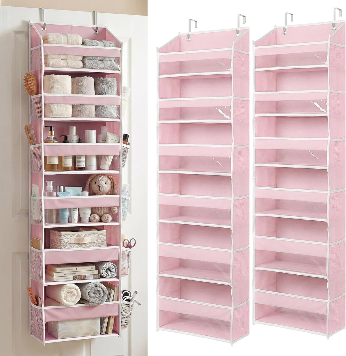 HOMELUX THEORY UPGRADED 6 Tiers Over The Door Organizer Hanging - 100D EXTRA THICK & 50lbs HUGE CAPACITY, 12 Side Mesh Pockets Over The Door Shoe Organizer, Hanging Closet Organizer (Ivory, 1pc)