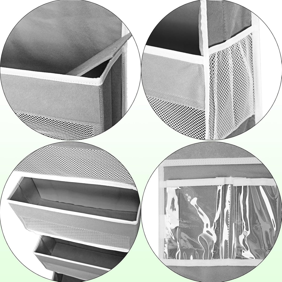 Over The Door Organizer with LifetimeWarranty, 4 Shelves & 4 Side Pockets, Large Storage Rack Holds 44lb, Heavy-Duty Reinforced Mesh Shelf for Bathroom, Closet, Toy Organization, Shoes, Towels, Grey