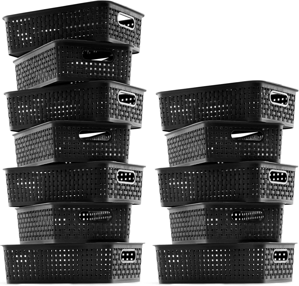[ 12 Pack ] Plastic Storage Baskets - Small Pantry Organization and Storage Bins - Household Organizers for Laundry Room, Bathrooms, Bedrooms, Kitchens, Cabinets, Countertops, Under Sink or On Shelve