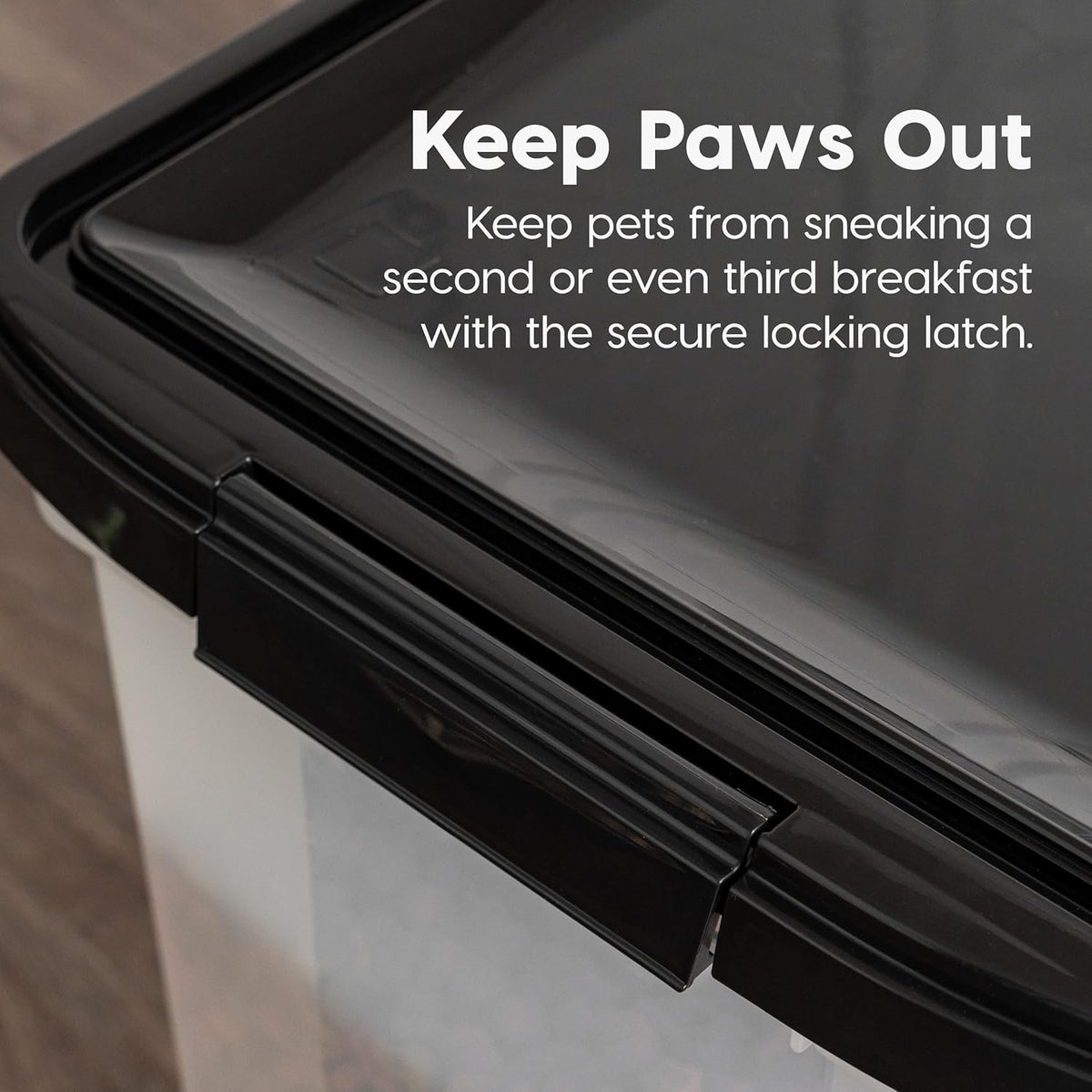IRIS USA Airtight Dog Food Storage Container, WeatherPro, Up to 50 lbs, Removable Wheels, for Dog Cat Bird and Other Pet Food Storage Bin, Keep Fresh, Translucent Body, Made in USA, Clear/Gray