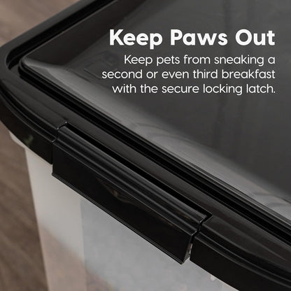 IRIS USA Airtight Dog Food Storage Container, WeatherPro, Up to 50 lbs, Removable Wheels, for Dog Cat Bird and Other Pet Food Storage Bin, Keep Fresh, Translucent Body, Made in USA, Clear/Gray