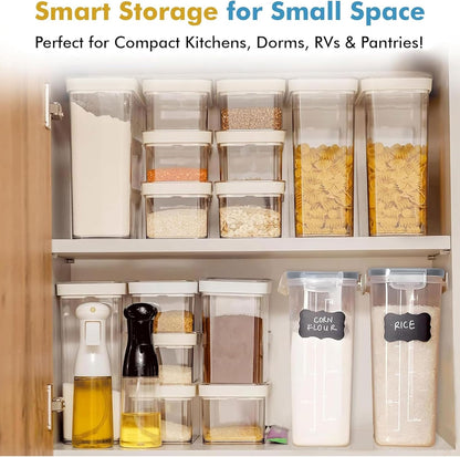 Shazo 2 Pack (15.4 Oz Cereal Capacity) Small Airtight Cereal Containers Storage with Lids, Perfect Space Saving BPA-Free Plastic Container, Pantry Organization and Canister for Rice, Sugar & Flour