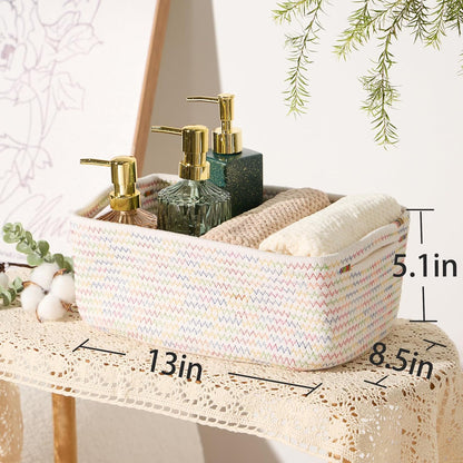 MiniArk Small Storage Baskets for Organizing | Closet Organizer Bins | Shelf Toy Basket | Woven Rope Baskets | Cube Decorative Box | Shallow Basket | L11.5xW7.5xH4.7| Brown