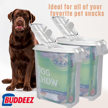 Buddeez Airtight Pet Food Storage Container - 50 QT/50 LB Capacity Dog Food Storage Container - Cat Food Container, Bird Seed Storage Container, Rolling Storage Bin, Air Tight with Handle & Scoop