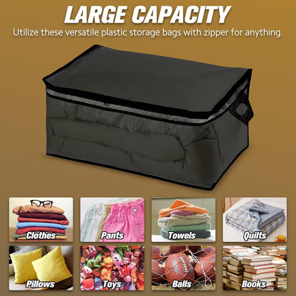 HIBAG 20 Gallon Large Storage Bag for Clothes, Zipper Clothing Storage Bag, Clear Organizer with Reinforced Handles, for Comforters Blankets Pillows Bedding