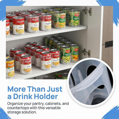 Can Holder for Cooler, Portable Soda Can Organizer for Cooler with Handle, Space-Saving Rotating Beverage Rack for Fridge, Pantry and Counters, Easy-Access Soda and Beer Cans Organizer