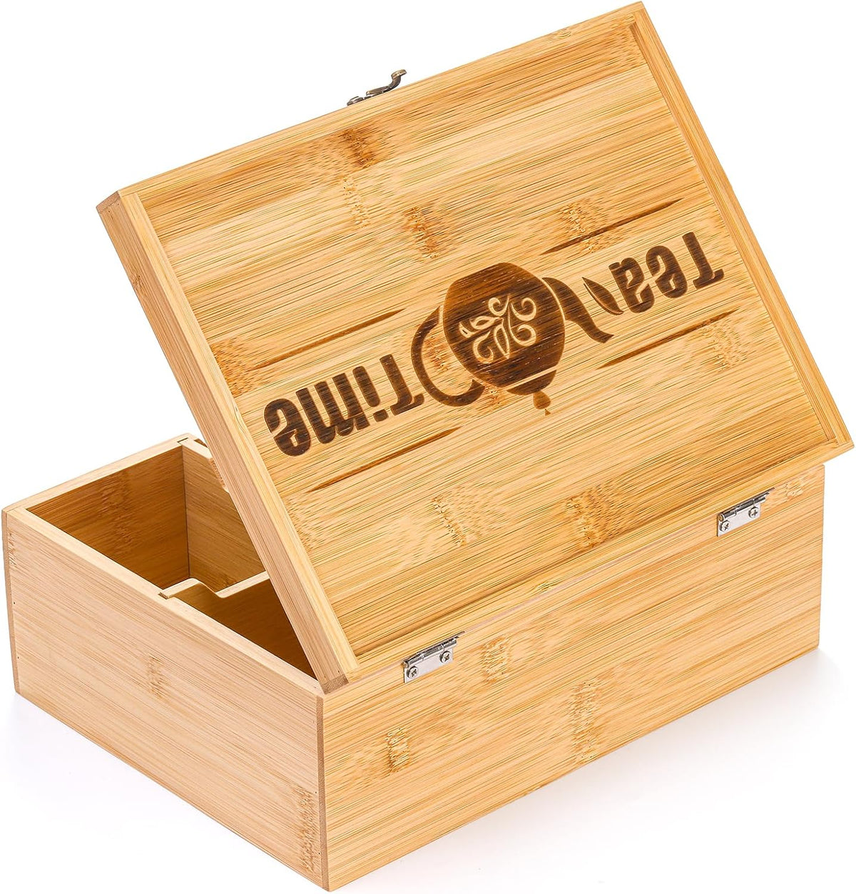 Lyellfe Tea Organizer Box, Bamboo Tea Bag Holder with Lid, Multi-purpose 6-Compartment Coffee Condiment Holder Storage Caddy for Home, Office, Café