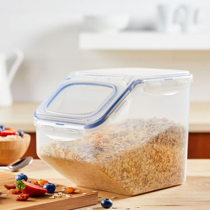 LOCK & LOCK Easy Essentials Food lids (flip-top) / Pantry Storage/Airtight containers, BPA Free, top-16.5 Cup-for Cereal, Clear