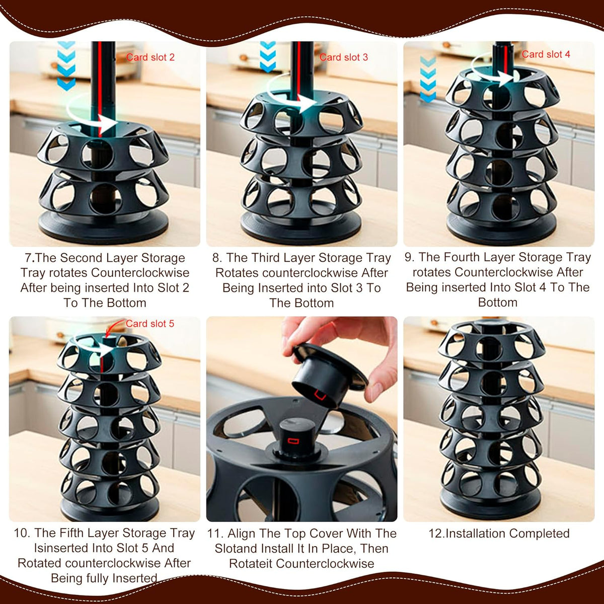 CEHNCEH K Cup Holder, Coffee Pods Holder Storage Organizer Stand Carousel Compatible with 40 Keurig K-Cup Pods, Home or Office Kitchen Counter (Black)