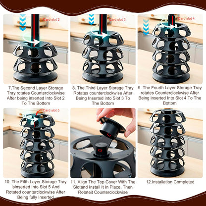 CEHNCEH K Cup Holder, Coffee Pods Holder Storage Organizer Stand Carousel Compatible with 40 Keurig K-Cup Pods, Home or Office Kitchen Counter (Black)