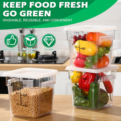 Yungyan 6 Pcs Commercial Clear Food Storage Containers 4 Qt Square Acrylic Airtight Food Storage Containers with Lids for Kitchen Restaurant Pantry Freezer Flour Sugar(Red)
