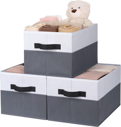 WUIKE Closet Organizers and Storage, Trapezoid Storage Bins, Fabric Closet Bins with Handles, Foldable Storage Baskets for Clothes, Purse, Blanket, Herringbone Gray, Extra Large