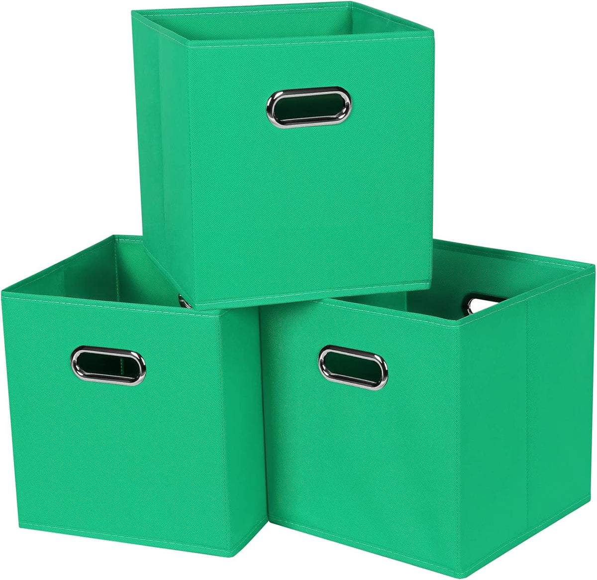 Black Fabric Cubby Storage Bins，13x13x13 Inches ，Cube Organizer Bin Foldable Storage Boxes with Dual Handles Fabric Organizer Box and collapsible Storage basket，Set of 3 ，Black