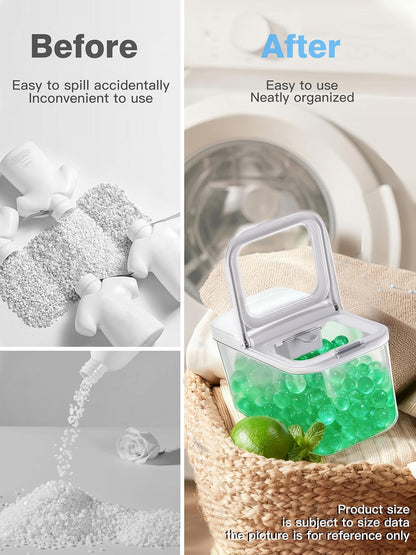LivLab Mker Laundry Detergent Dispenser with One-Press Lid,Clear PET Powder container with Measuring Cup, Pods container 5.5L/12Lbs/200oz(270 Pods)