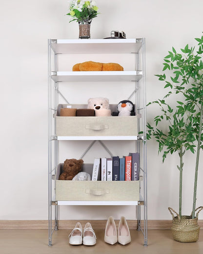 WUIKE Closet Organizers and Storage, Trapezoid Storage Bins, Fabric Closet Bins with Handles, Foldable Storage Baskets for Clothes, Purse, Blanket, Herringbone Gray, Extra Large