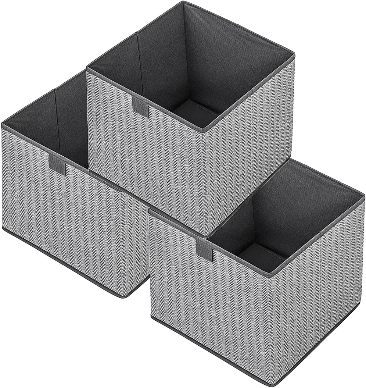Storage Baskets, 11-Inch Woven Fabric Bins, Storage Cubes with Reinforced Handles, Organizer Bins for Closet Shelves, Foldable, for Toys, Clothes, Natural Beige (3PCS/Beige-11*11*7.8inch)