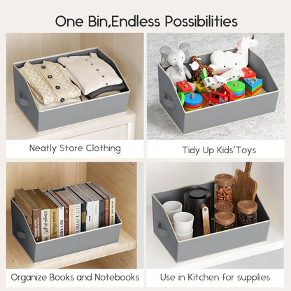 Homsorout Large Closet Organizers and Storage Bins - Trapezoid Storage Baskets for Shelves, Foldable Fabric Baskets with Handles Ideal for Closet, Basket, Wardrobe and Shelf Storage, Beige