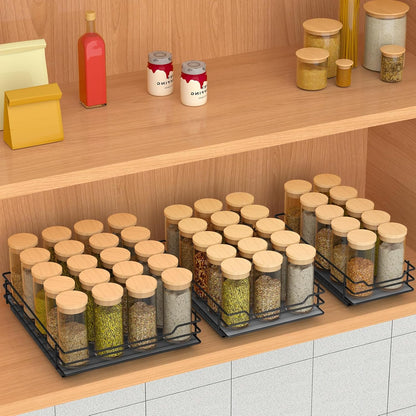 BOIVSHI 2-Tier Spice Rack, Pull Out Cabinet Organizer Spice Racks Height Adjustable Heavy Duty Metal Basket for Inside Cabinets & Pantry Closet(9.5''Wx10.5''Dx9.5''H)