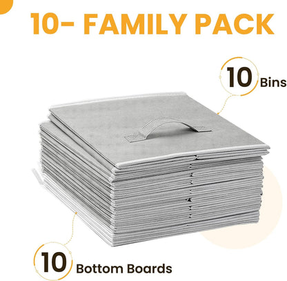 Criusia Large Storage Cubes, 13x13 Cube Storage Bins (Set of 10), Fabric Collapsible Storage Bins with Dual Handles, Foldable Cube Baskets for Shelf, Closet Organizers and Storage Box (Grey)